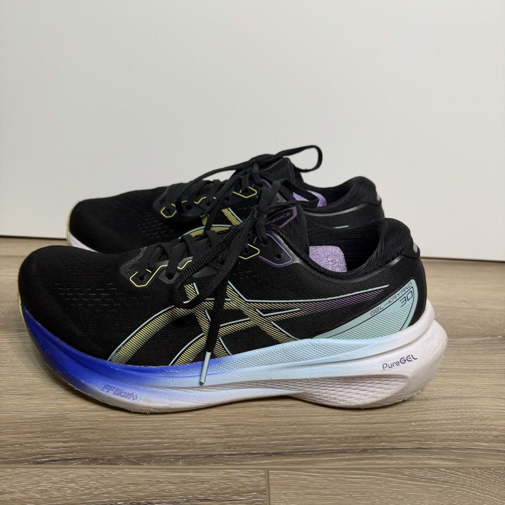 Asics Gel-Kayano 30 Womens 10 Black Blue Running Sneakers 1012B357